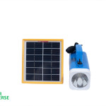 Rechargeable Solar LED Torch with Robust Holder, 24Wh Inbuilt Battery, 3W Solar Panel and Hybrid Charging